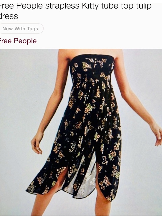 Free People Dresses & Skirts - Free People Black Strapless Floral Tulip-Hem Midi Dress